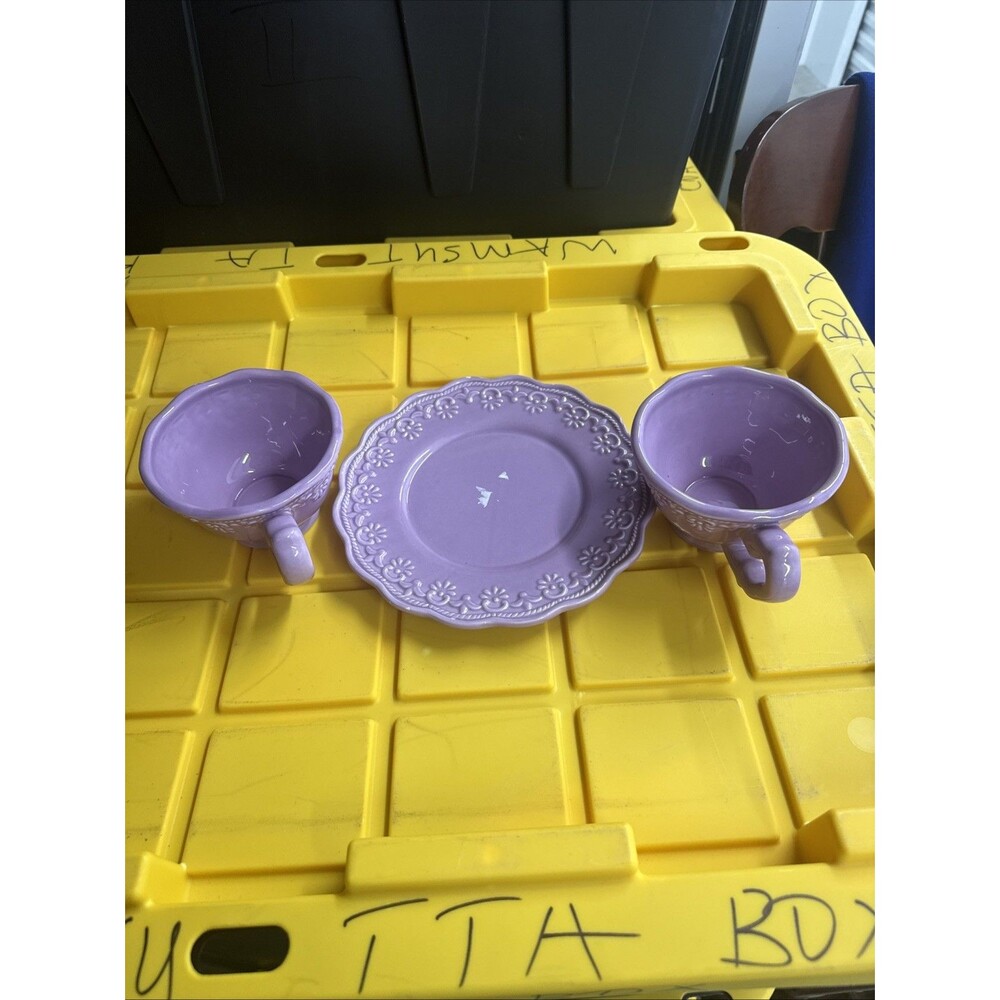 Footed Cup ONLY Lace Lilac by JCPenney A SET OF 2 Cups & I Salad Plate